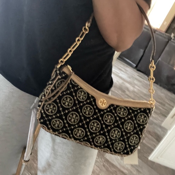 New 🖤 Tory Burch T Monogram Chenille Studio Shoulder Bag - Picture 8 of 14